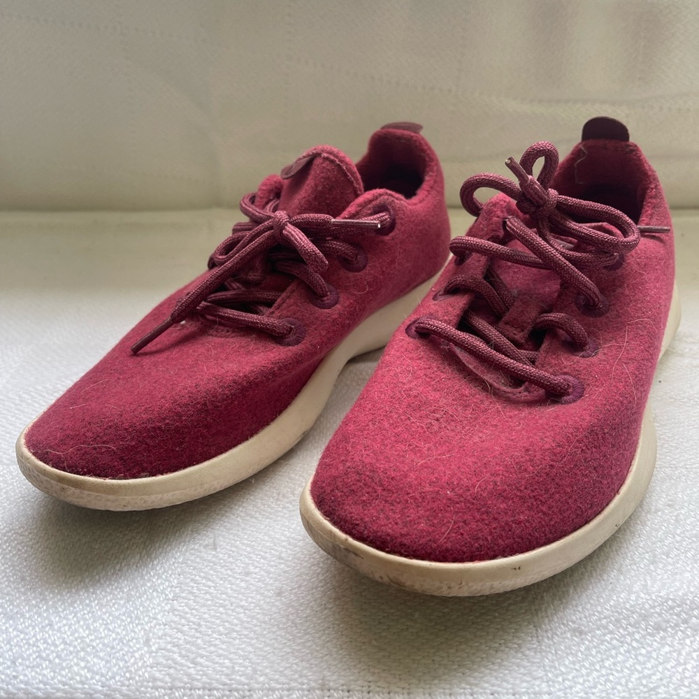 Allbirds Wool Runners Shoes 8 Red Merino Lace Up Sneakers Womens